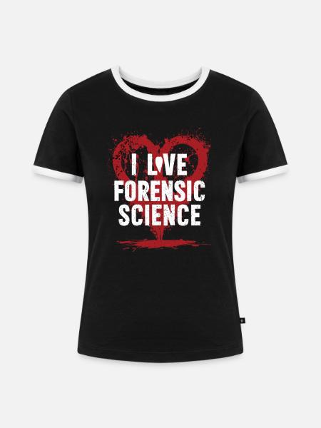 Ich liebe Forensik - Frauen Kontrast-T-Shirt - Schwarz/Weiß