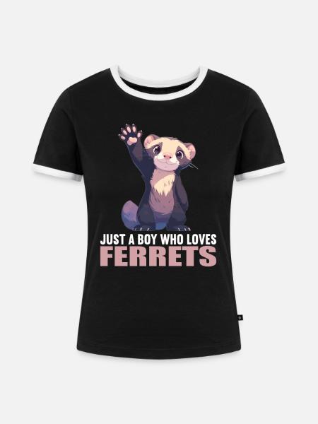 Ferret Frettchen - Frauen Kontrast-T-Shirt - Schwarz/Weiß