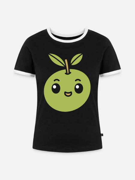 Olive - Frauen Kontrast-T-Shirt - Schwarz/Weiß