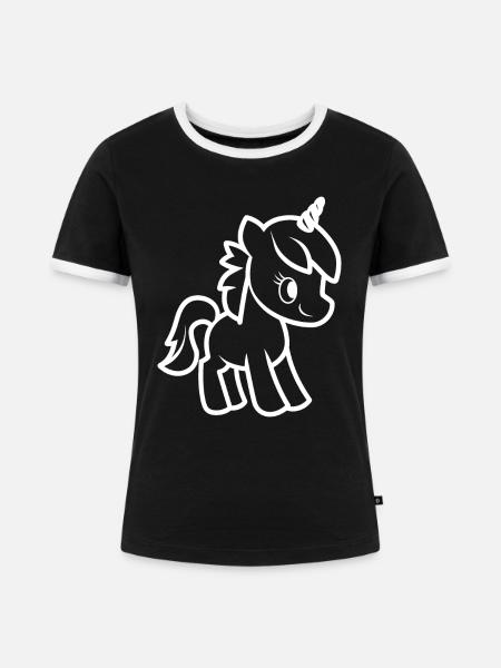 Pony - Frauen Kontrast-T-Shirt - Schwarz/Weiß