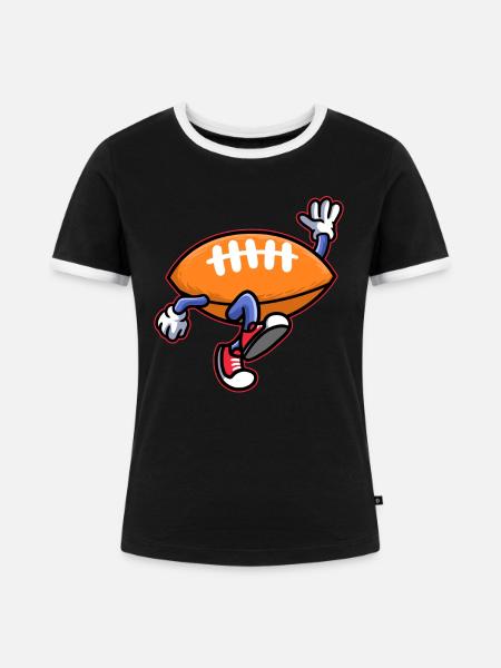 Rugby Fußballer Touchdown Fußball - Frauen Kontrast-T-Shirt - Schwarz/Weiß