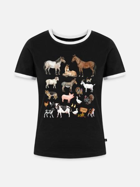 Nutztiere - Frauen Kontrast-T-Shirt - Schwarz/Weiß