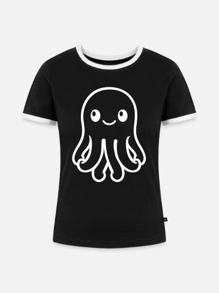 Tintenfisch - Frauen Kontrast-T-Shirt - Schwarz/Weiß
