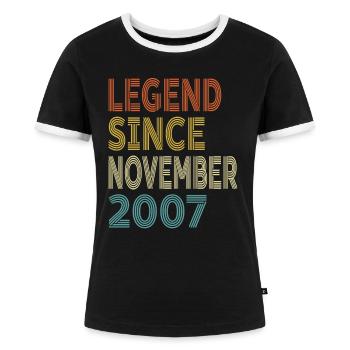 Vintage-Legende seit November 2007, 17. Geburtstag - Frauen Kontrast-T-Shirt - Schwarz/Weiß - Vorne - Selfina (174cm)