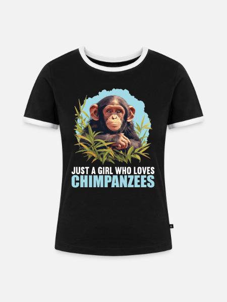 Chimpanzee Schimpansen Schimpanse - Frauen Kontrast-T-Shirt - Schwarz/Weiß