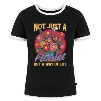 Florist Floristik Floristin - Frauen Kontrast-T-Shirt - Schwarz/Weiß - Vorne - Selfina (174cm)