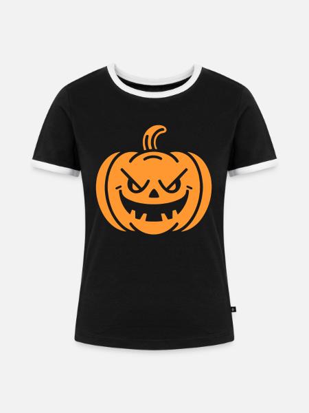 Kürbis - Frauen Kontrast-T-Shirt - Schwarz/Weiß