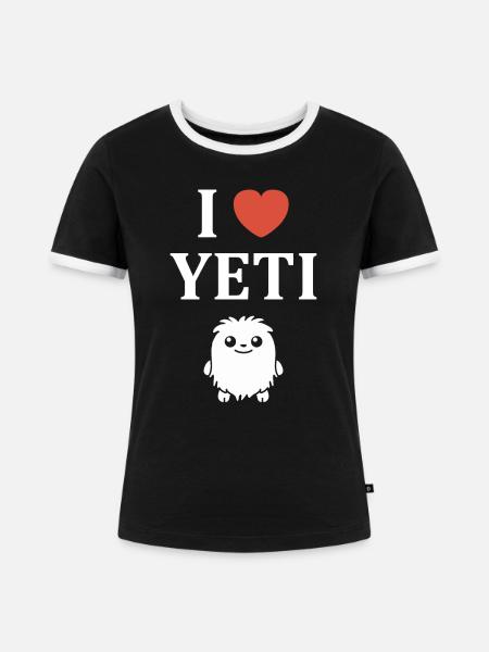 Yeti - Frauen Kontrast-T-Shirt - Schwarz/Weiß
