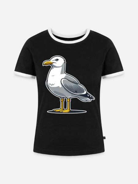 Möwe - Frauen Kontrast-T-Shirt - Schwarz/Weiß