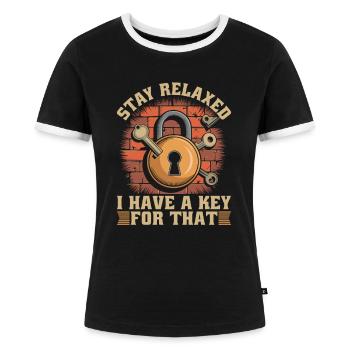 Schlosser - Frauen Kontrast-T-Shirt - Schwarz/Weiß - Vorne - Selfina (174cm)