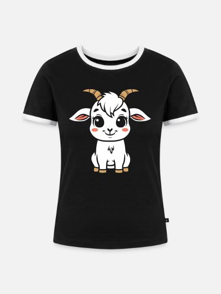 Ziegenbock - Frauen Kontrast-T-Shirt - Schwarz/Weiß