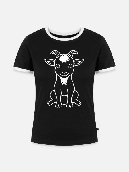 Ziegenbock - Frauen Kontrast-T-Shirt - Schwarz/Weiß