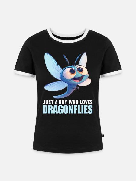Libellen Libelle - Frauen Kontrast-T-Shirt - Schwarz/Weiß