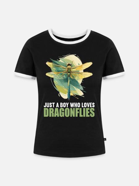 Libellen Libelle - Frauen Kontrast-T-Shirt - Schwarz/Weiß