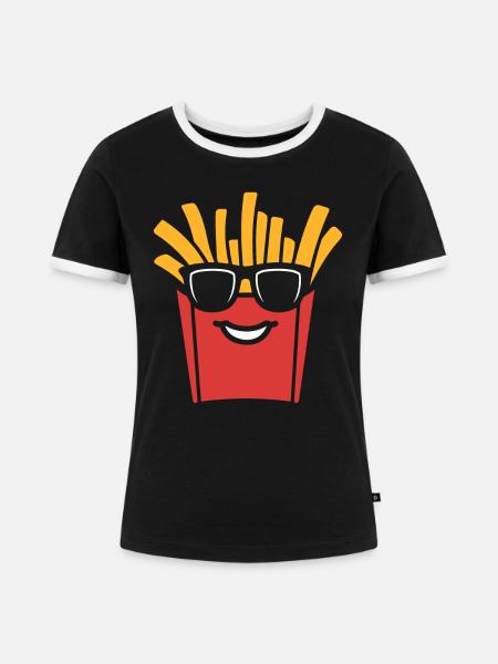 Pommes frites - Frauen Kontrast-T-Shirt - Schwarz/Weiß
