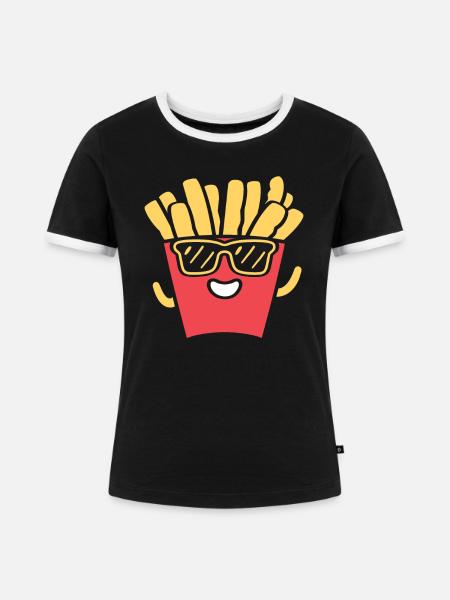Pommes frites - Frauen Kontrast-T-Shirt - Schwarz/Weiß