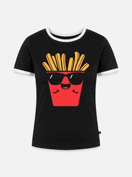 Pommes frites - Frauen Kontrast-T-Shirt - Schwarz/Weiß