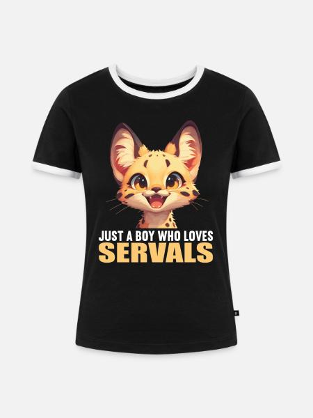 Servale Serval - Frauen Kontrast-T-Shirt - Schwarz/Weiß