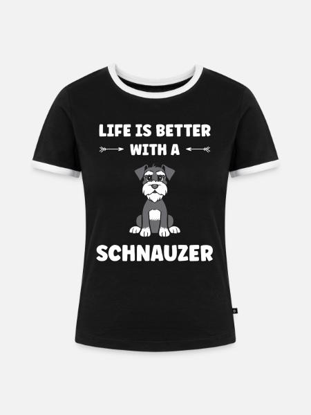 Schnauzer - Frauen Kontrast-T-Shirt - Schwarz/Weiß