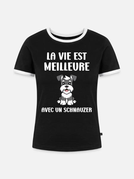 Schnauzer - Frauen Kontrast-T-Shirt - Schwarz/Weiß