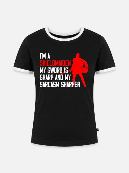 Shieldmaiden Lagertha Germanische Kriegerin - Frauen Kontrast-T-Shirt - Schwarz/Weiß