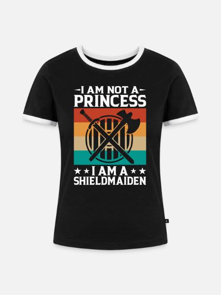 Shieldmaiden Lagertha Germanische Kriegerin - Frauen Kontrast-T-Shirt - Schwarz/Weiß