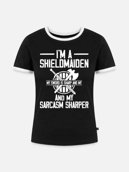 Shieldmaiden Lagertha Germanische Kriegerin - Frauen Kontrast-T-Shirt - Schwarz/Weiß