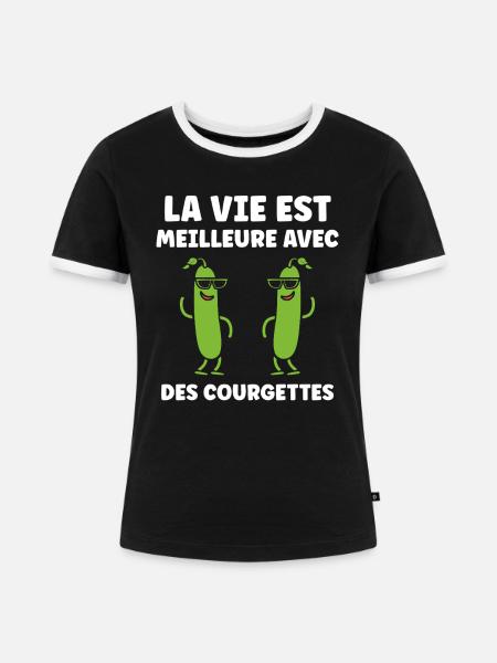 Zucchini-Humor - Frauen Kontrast-T-Shirt - Schwarz/Weiß