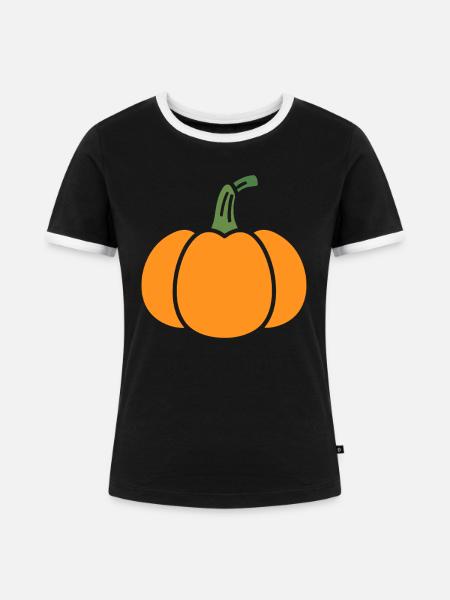 Kürbis - Frauen Kontrast-T-Shirt - Schwarz/Weiß