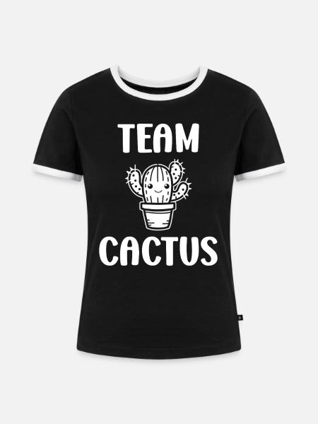 Kaktus - Frauen Kontrast-T-Shirt - Schwarz/Weiß