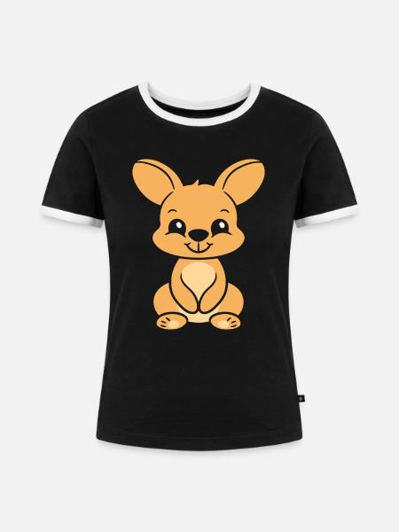 Wallaby - Frauen Kontrast-T-Shirt - Schwarz/Weiß