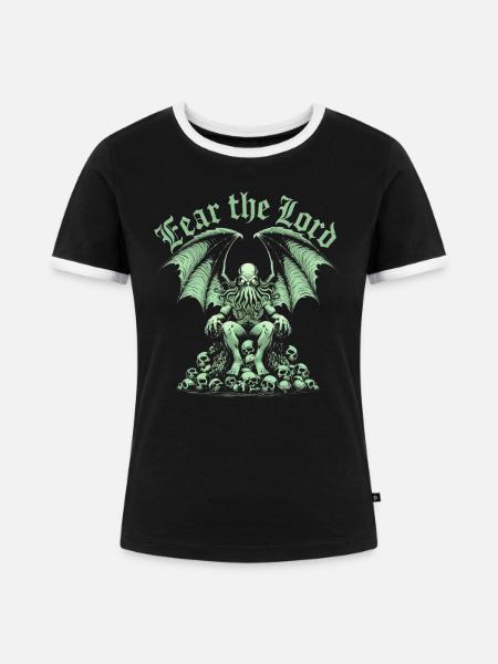 Cthulhu, Fürchte den Herrn - Frauen Kontrast-T-Shirt - Schwarz/Weiß