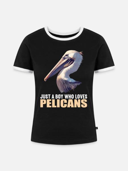 Pelikane Pelikan - Frauen Kontrast-T-Shirt - Schwarz/Weiß