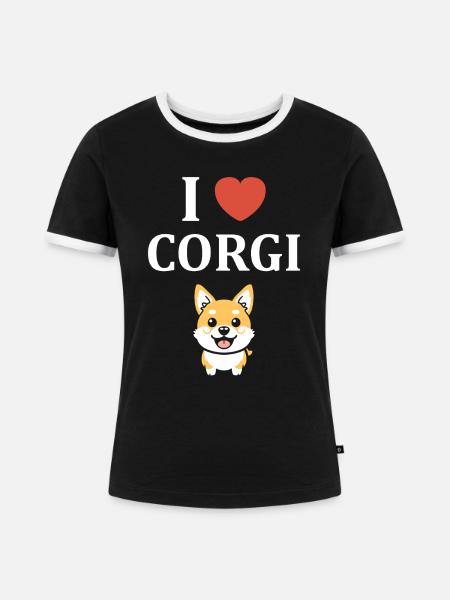 Corgi - Frauen Kontrast-T-Shirt - Schwarz/Weiß