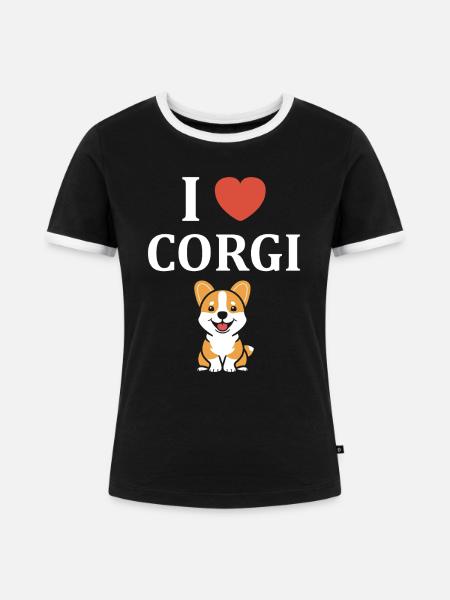 Corgi - Frauen Kontrast-T-Shirt - Schwarz/Weiß