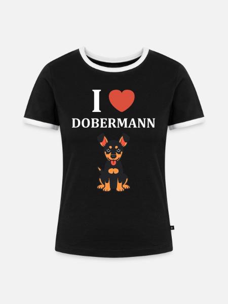 Dobermann - Frauen Kontrast-T-Shirt - Schwarz/Weiß