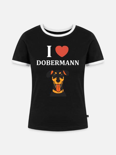 Dobermann - Frauen Kontrast-T-Shirt - Schwarz/Weiß