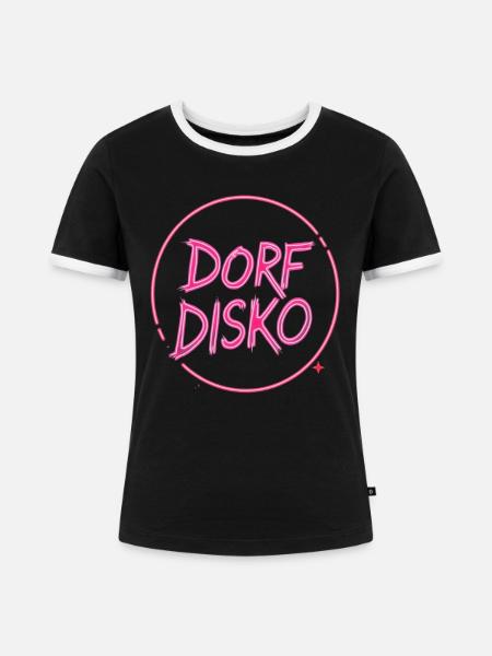 Dorf DISKO - Frauen Kontrast-T-Shirt - Schwarz/Weiß