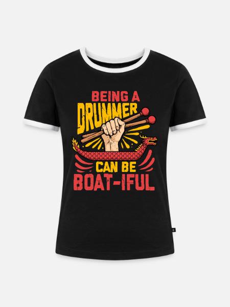 Drachenboot Boatiful Drummer - Frauen Kontrast-T-Shirt - Schwarz/Weiß