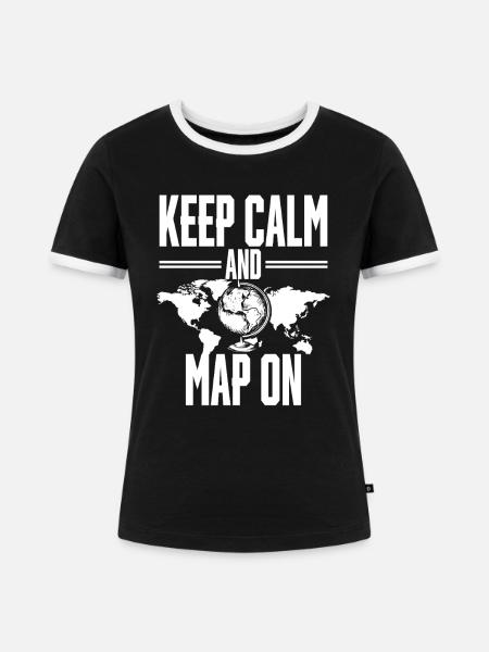 Geografische Informationssysteme Map On - Frauen Kontrast-T-Shirt - Schwarz/Weiß