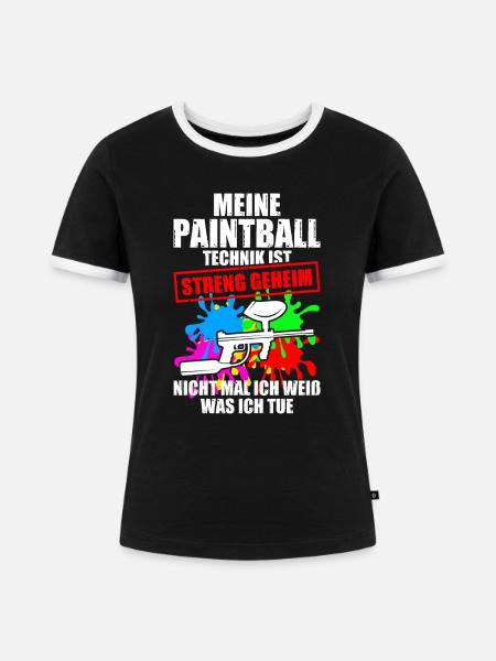Paintball Technik Gotcha Paintballspieler - Frauen Kontrast-T-Shirt - Schwarz/Weiß
