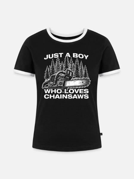 Chainsaws Holz machen Holzfäller Waldarbeiter - Frauen Kontrast-T-Shirt - Schwarz/Weiß