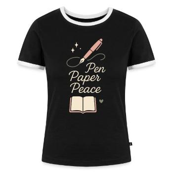 Journaling Aesthetic Creative Planer Life Writing - Frauen Kontrast-T-Shirt - Schwarz/Weiß - Vorne - Selfina (174cm)