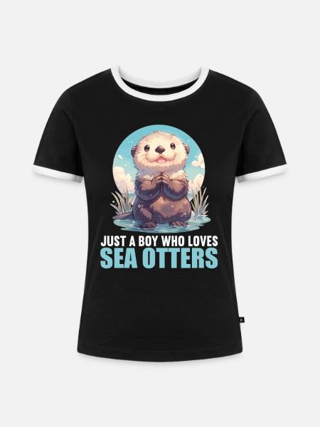 Seeotter - Frauen Kontrast-T-Shirt - Schwarz/Weiß