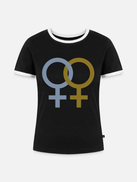 Lesbian ♀♀ - Frauen Kontrast-T-Shirt - Schwarz/Weiß