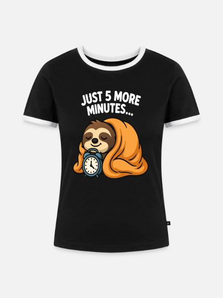 Faultier - "5 Minutes" - Frauen Kontrast-T-Shirt - Schwarz/Weiß