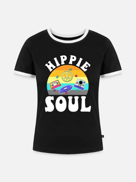 Hippie Soul - Frauen Kontrast-T-Shirt - Schwarz/Weiß