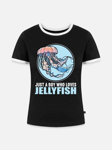 Quallen Qualle - Frauen Kontrast-T-Shirt - Schwarz/Weiß