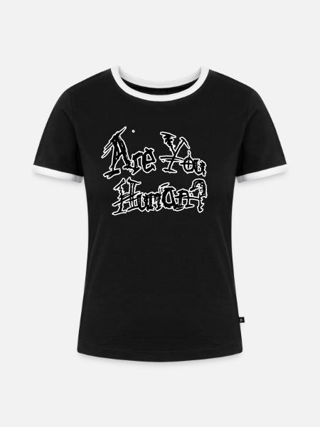 Are you human - Frauen Kontrast-T-Shirt - Schwarz/Weiß