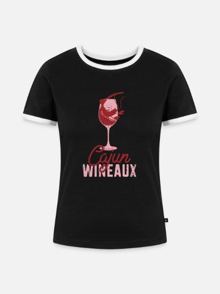 Cajun Wineaux - Krustentier - Frauen Kontrast-T-Shirt - Schwarz/Weiß